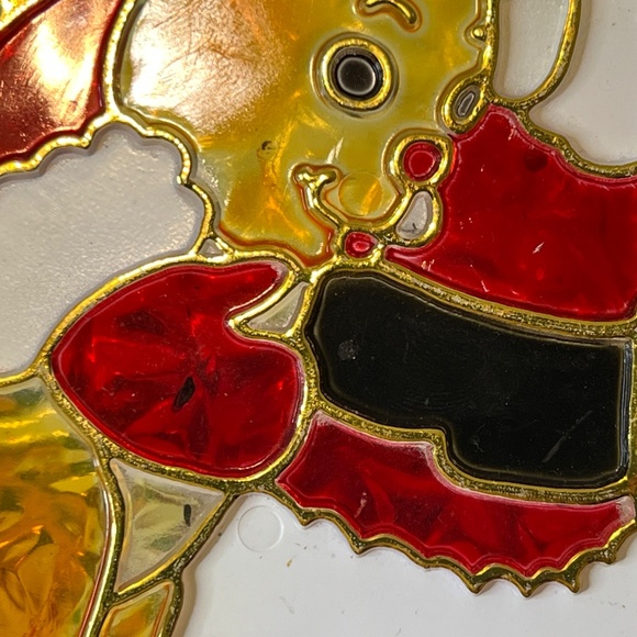 Vintage Plastic Christmas Stained Glass Suncatcher Giftco Set Of 3 with 8” Tall - Picture 9 of 14